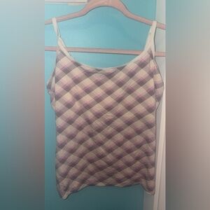 PINK Victoria's Secret Plaid Cami Top - Pink and Cream